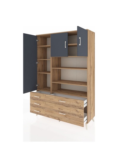 Hyperion Dolap 9 Raflı 5 Çekmeceli 3 Kapaklı 132x44x195 Çam-antrasit/çam Antrasıt/atlas Çam Hyperion Dolap 9 Raflı 5 Çekmeceli 3 Kapaklı 132x44x195 Çam-antrasit/çam Antrasıt/atlas Çam