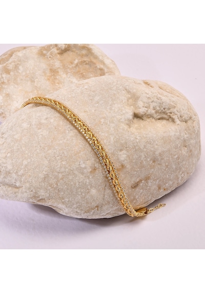 14 Ayar Altın Hasır Zincir Bileklik, Gösterişli Ve Özel Gün Kadın Takısı Altın