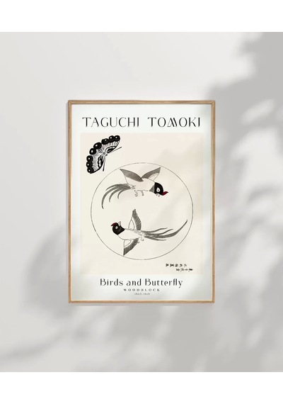 Çerçevesiz Poster Taguchi Tomoki Kuşlar Ve Kelebek