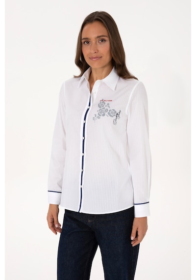 U.s. Polo Assn. Kadın Beyaz Gömlek Desenli 50316397-vr013 Beyaz