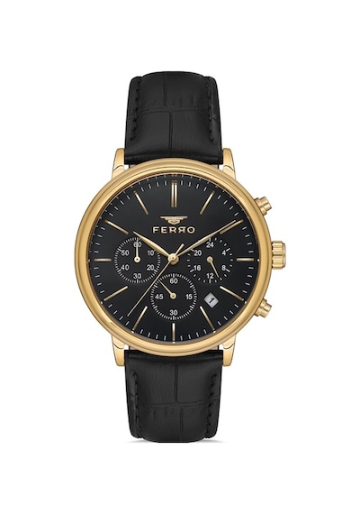 Ferro Quartz Deri Siyah 41 Mm Fonksiyonları Aktif Erkek Kol Saati