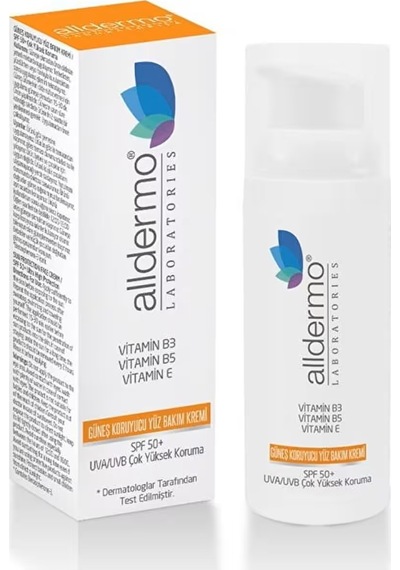 Alldermo Güneş Koruyucu Yüz Bakım Kremi Spf50+ 50 Ml