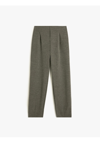 Koton Basic Pantolon Beli Lastikli Pile Detaylı Antrasit 4skg40199ak Antrasit