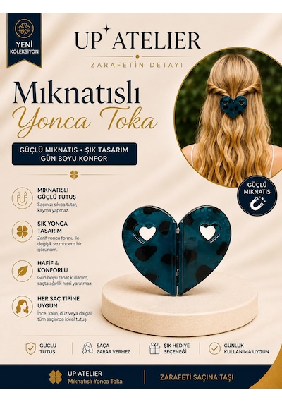 Mıknatıslı Kemik Kalp Toka 5,5cm Lacivert