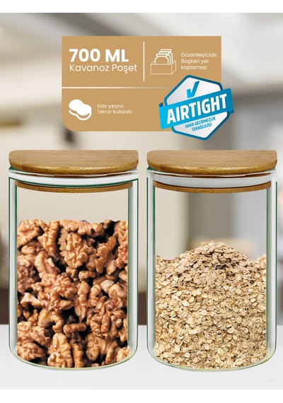 Ahşap Kapaklı Kavanoz Görünümlü Saklama Poşeti 15x22-700 Ml 100 Adet