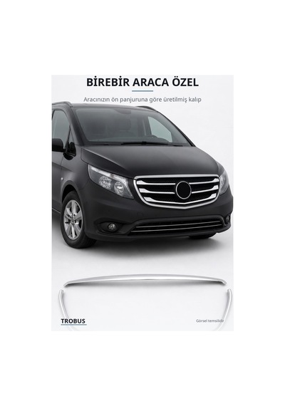 Mercedes-benz Vito W447 2014 Ve Sonrası Uyumlu Krom Ön Panjur Çıtası 2 Parça Paslanmaz Çelik
