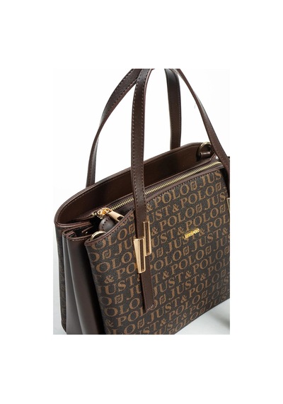 Just Polo Kadın Monogram Baskılı El Ve Omuz Çantası 232066mh Kahve Kombin
