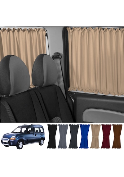 Pandami Renault Kangoo 1 . Nesil Kısa Şase 1997-2009 Uyumlu Krem Raylı Oto Perde Takımı
