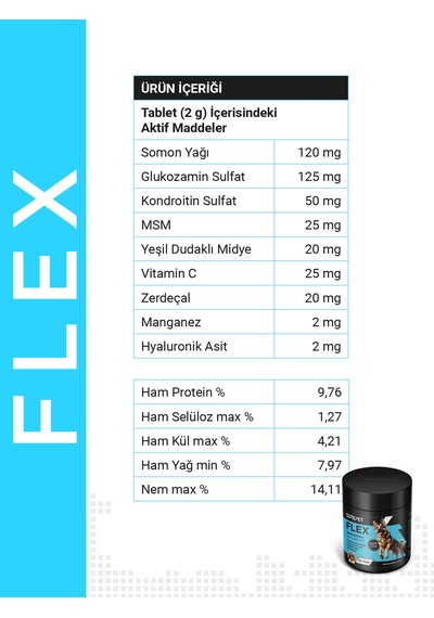 Cutepet Flex Köpek Eklem Ve Kemik Sağlığı Tableti 60 Adet Glukozamin, Kondroitin, Msm Destekli