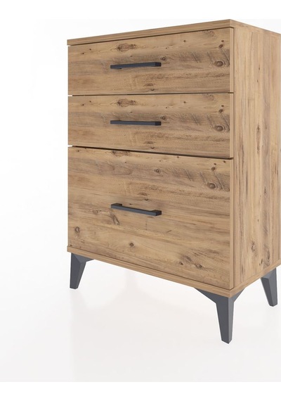 Arges Komodin 3 Çekmeceli 60x30x80 Çam-çam Atlas Çam