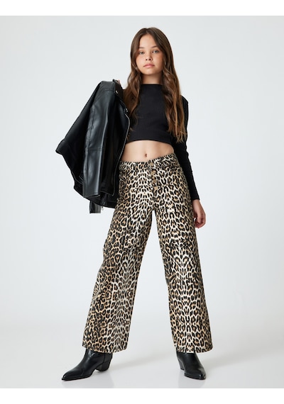 Koton Leopar Desenli Kot Pantolon Bol Paça Beli Lastikli Pamuklu - Wide Leg Jean Siyah Desenli 5wkg40082ad Siyah Koton Leopar Desenli Kot Pantolon Bol Paça Beli Lastikli Pamuklu - Wide Leg Jean Siyah Desenli 5wkg40082ad Siyah