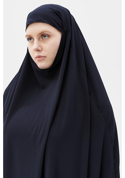 Altobeh Kadın Tesettür Medine İpeği Çarşaf Üstü Peçeli Sufle Hijab Lacivert