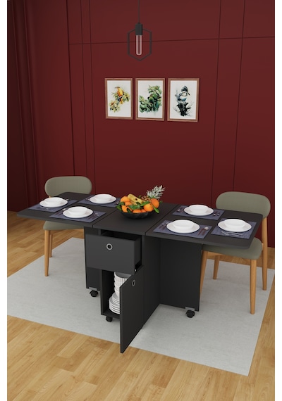 Lüks Katlanır Mutfak Yemek Masası %100 Mdf Pratik Çekmeceli Çalışma Masası Km99 Koyu Gri Lüks Katlanır Mutfak Yemek Masası %100 Mdf Pratik Çekmeceli Çalışma Masası Km99 Koyu Gri