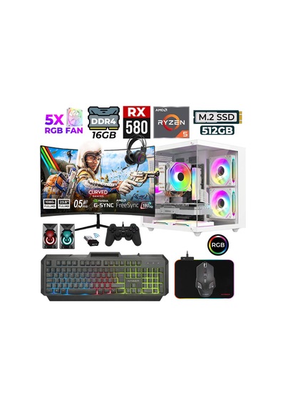 Xaser River X60 R5-5500 16 GB 512 GB M.2 Nvme SSD 8 GB Rtx3050 23.8" Free Dos Masaüstü Oyuncu Bilgisayarı