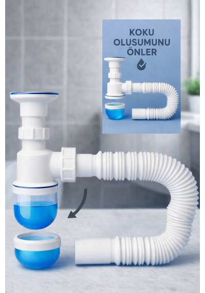 Taslı Lavabo Sifonu Gideri Borusu Körüklü Sökülebilir Hazneli Mutfak Banyo Eviye Pis Su Plastik Diğer