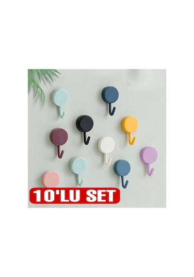 Kendinden Yapışkanlı Renkli Duvar Askısı 10lu Set Evimdeyokyok Çok Renkli