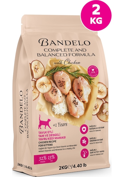 Bandelo Tavuklu Yavru Kuru Kedi Maması 2 Kg - Gelişim & Güçlü Desteği - Koku Önleyici Etkili