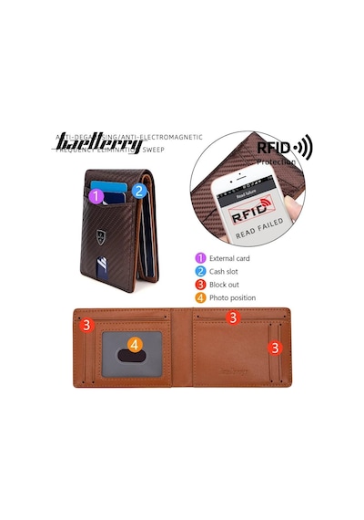 Baellerry Minimalist Rfıd Koruma Çift Kat Deri Çoklu Kart Cüzdan Erkek Kartlık 001