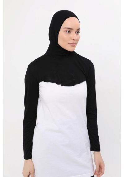 Altobeh Boyunluklu Boneli Uzun Kolluk Siyah Çok Renkli
