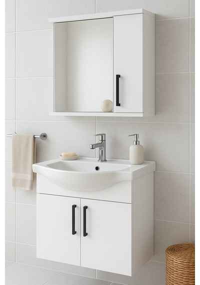 Dmz Home Concept Lacrime 65 Cm Beyaz Renkli Mdf, Oval Seramik Lav Beyaz Dmz Home Concept Lacrime 65 Cm Beyaz Renkli Mdf, Oval Seramik Lav Beyaz