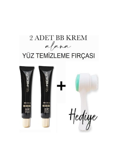 Selin Beauty BB Cream SPF25 Extra Light 2 x 40 ML + Yüz Temizleme Fırçası