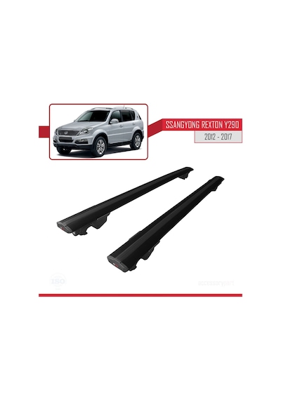 Ssangyong Rexton 2012-2017 Arası İle Uyumlu Hook Model Anahtar Kilitli Ara Atkı Tavan Barı Siyah