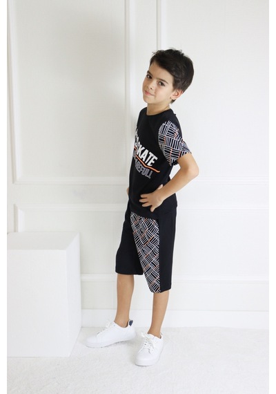 Erkek Çocuk Lets Skate Baskılı Kısa Kollu Basic Basic Takım 6-9 Yaş 001
