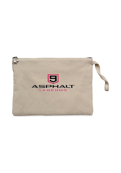 Asphalt 9 Legends Text Krem Clutch Astarlı Cüzdan / El Çantası Krem