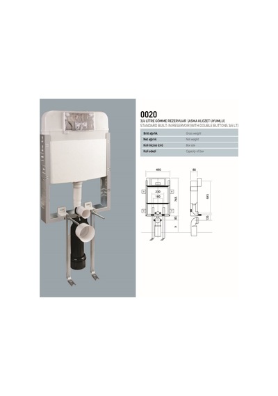 Nkp Mat Gri Gömme Rezervuar Seti Asma Klozet Uyumlu 8 Cm 3/6 Litre 0020-0040 Gri