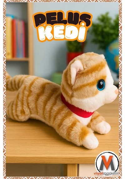 Sevimli Peluş Yavru Kedi 35 Cm Sesli Miyavlayan Oyuncak Uyku Ve Oyun Arkadaşı 4 Renk Seçeneği Sarı
