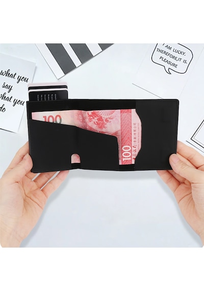 Micflip P15 Three Fold Akıllı Takip Özellikli Hakiki Deri Kartlık Siyah