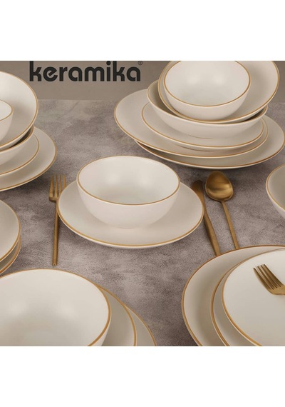 Keramika Takım Yemek 24 Parça 6 Kişilik Mat Beyaz