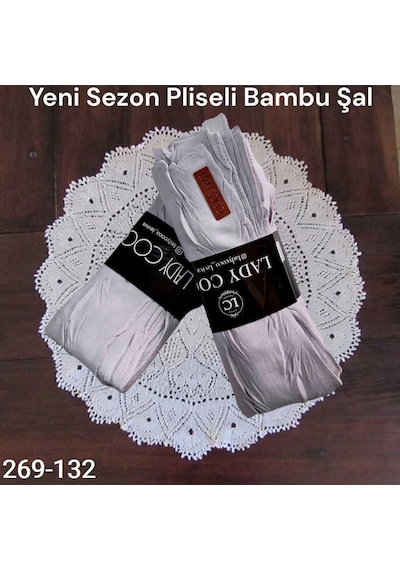 Lady Coco Pliseli Bambu Şal 269-132 Gümüs Gri Çok Renkli