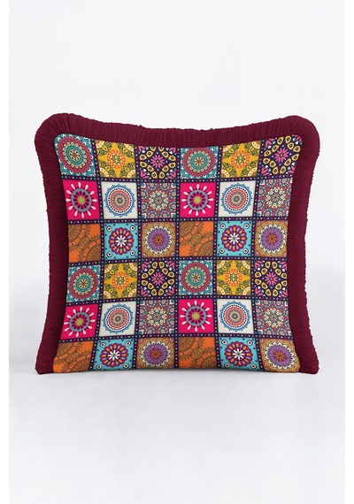 Mandala Patchwork Saçaklı Yastık Kılıfı - Etnik Renkli Bohem Mor Püsküllü Kırlent Kılıfı Koyu Lavanta Karamel Mandala Patchwork Saçaklı Yastık Kılıfı - Etnik Renkli Bohem Mor Püsküllü Kırlent Kılıfı Koyu Lavanta Karamel