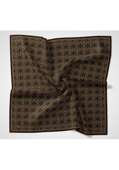 Silk Home Viskon Velora Eşarp Acı Kahve Yonca Desenli Tok Duruşlu 90x90 Çok Renkli