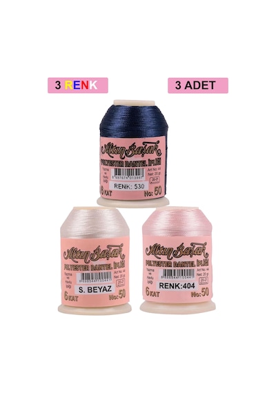 3 Adet Altınbaşak Oya Ve Dantel İpi 20 Gr - Royaleks - No: Ş.beyaz - 404 - 530