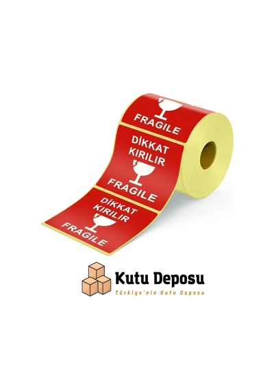10x10 Cm Dikkat Kırılır Etiketi 500 Adet 1 Adet