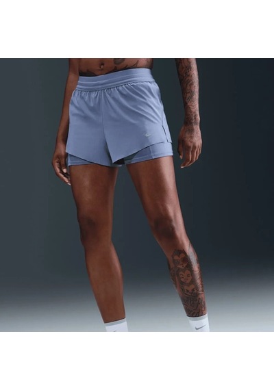 Nike Swift Dri-fit Mid-rise 2in1 Taytlı Kadın Mavi Koşu Şortu-sportxstore