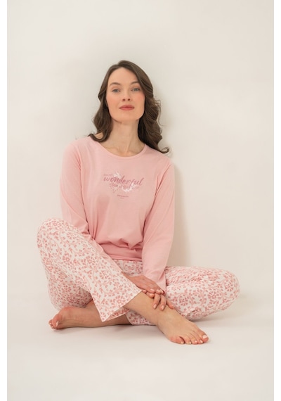 Pierre Cardin Most Wonderful Time Of The Year Kadın Pembe Uzun Kol Pijama Takım Pc9269-s-v2 Pc9269-s-v2