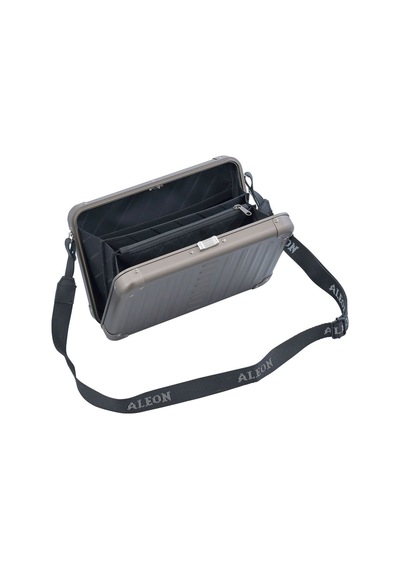 Aleon Vanity Kılıfı 25 Cm Gümüş Alüminyum Omuz Çantası, Hafif, Dayanıklı, Şık Tasarım Koyu Gri