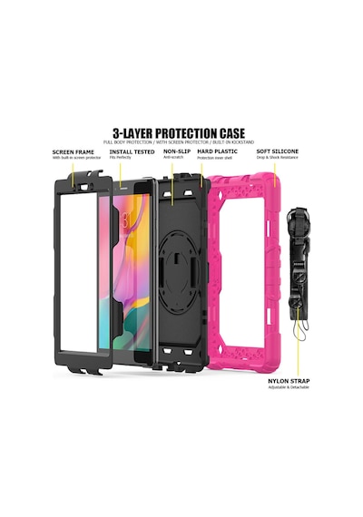 Galaxy T290 Tab A 8 Kılıf Pars Tablet Kapak - Pembe Diğer