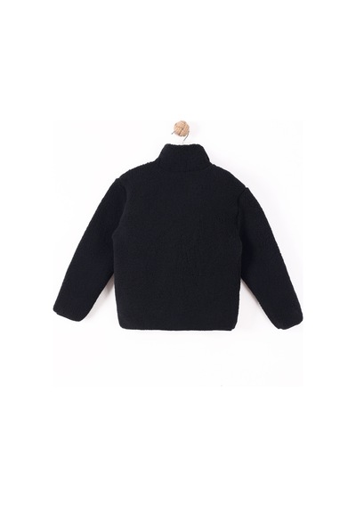 Monox Çocuk Lastik Manşetli Fermuarlı Unisex Kuzu Wellsoft Peluş Ceket Siyah