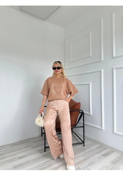 Keymoda Kadın Kraşlı Pantolon Bej Bej