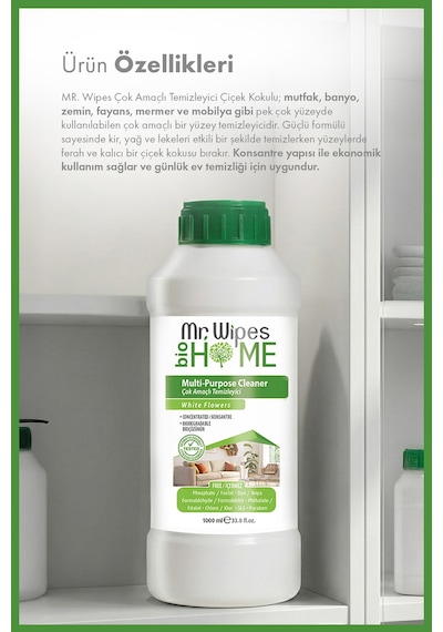 Mr. Wipes Bio Home Çok Amaçlı Temizleyici Çiçek Kokulu 1000 Ml Diğer