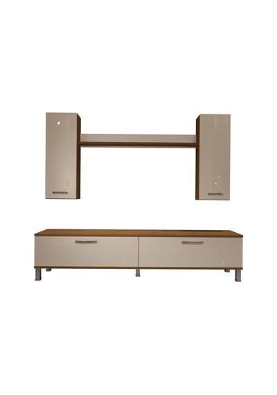 Decoraktiv Eko 7 Slm Std Krom Ayaklı Tv Ünitesi Tv Sehpası Ceviz - Beyaz