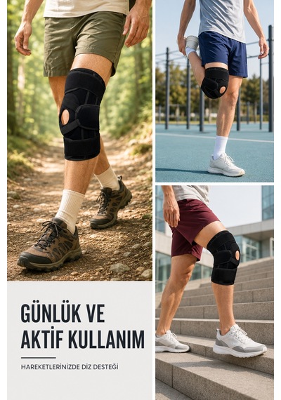 Patella Destekli Ligamentli Dizlik Ayarlanabilir Cırtlı Silikon Pedli Diz Desteği - Lisinya