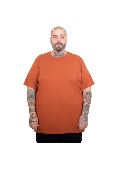 Mode Xl Büyük Beden Erkek Basic Bisiklet Yaka T-shirt 20031 Tarcın Kahverengi