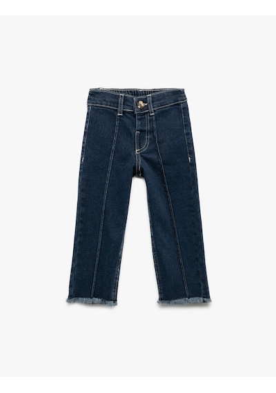 Koton Pamuklu Geniş Paça Denim Pantolon Dark Indıgo 6wmg40012ad Koyu İndigo