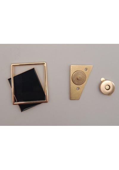 Angel Çanta Aksesuar Light Gold Çerçeve Model Siyah Renk Mıknatıslı Kilit