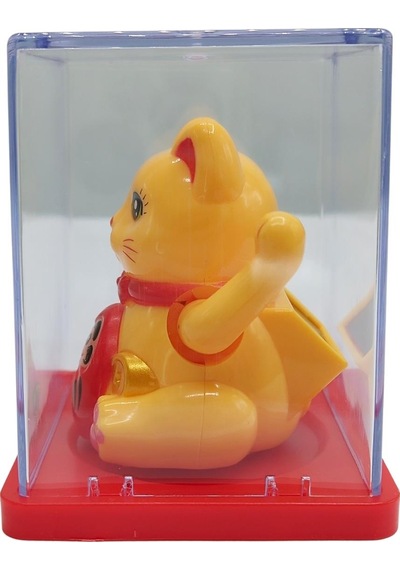 Maneki Neko El Sallayan Mini Şans Kedisi Krem Solar Güneş Enerjili 5x5cm S4krm04